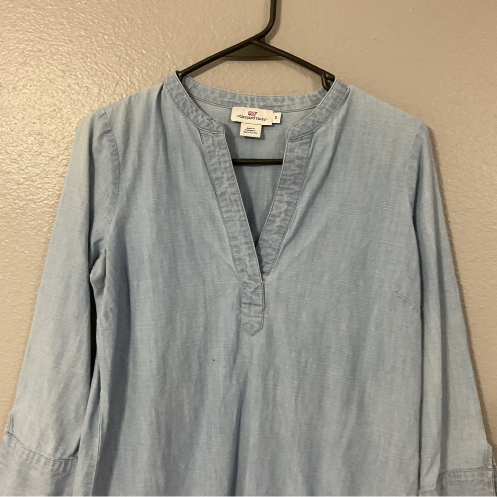 Vineyard Vines Chambray Tunic Shirt Dress Size 0 D38 - Picture 7 of 9